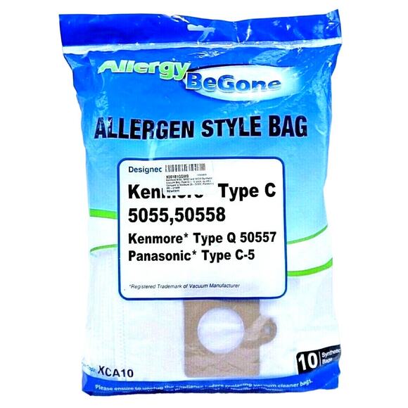 10 Allergy BeGone Allergen Style Vacuum Bags Kenmore Type C 10 Pack - Picture 1 of 5